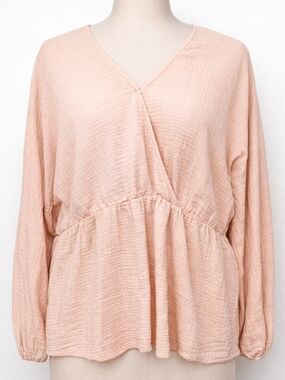 Ava & Viv Blush Gauze Peplum Top 1X Boho Cottagecore Flowy